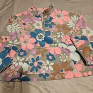 Athletic Works Floral Fleece Pullover - Pink, Blue, and Brown